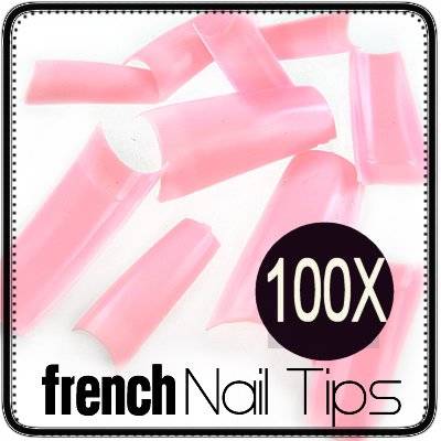 100x Baby Pink Nail Gel Acrylic French Art Tips