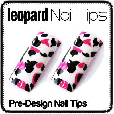 Hot!! 20x Pink & Black Pre Design Gel Acrylic Nails Tips
