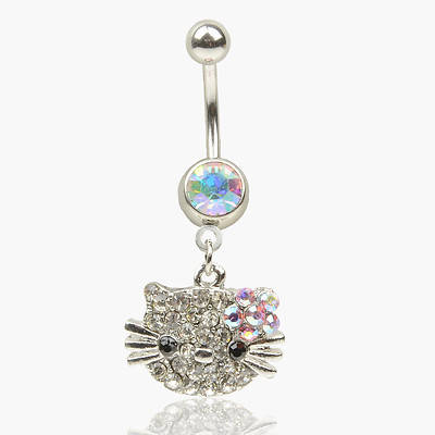 Hot!! * Crystal Kitty Belly Ring Body Jewelry*