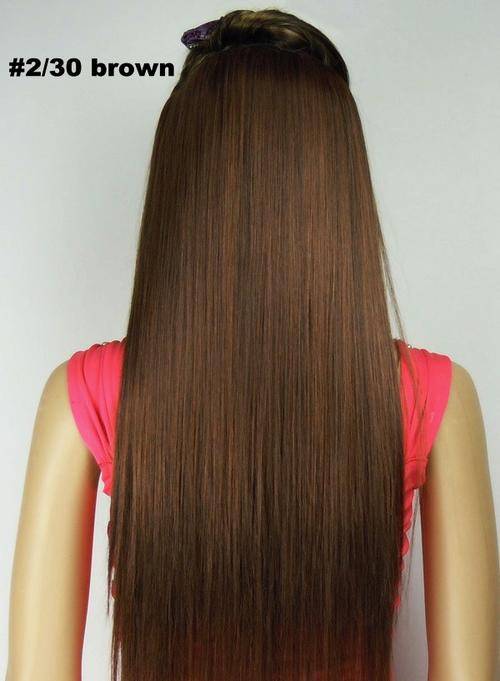 Hot!! 5 Clips on Straight Hair Extension in Medium Brown #2