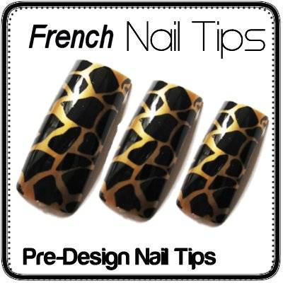 70x Black & Gold Pre Design Gel Acrylic French Nails Tips