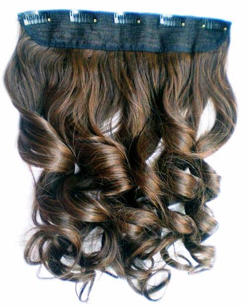 5 Clips on Wavy Hair Extension in Medium Brown #2 /30