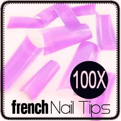 100x Lilac Nails Gel Acrylic French Nail Tips