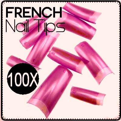 100 x Pearly Pink Gel Acrylic French Nails Tips