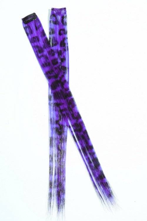 1pcs Clip on Leopard Synthetic Hair Extensions Purple