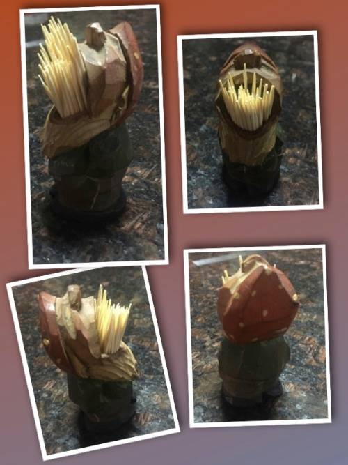 Sought After Vintage Hand Carved Wine Stoppers and a Big Mouth Toothpick Holder