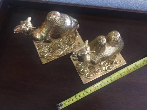 A Pair of Golden `World of Feng Shui` Camels