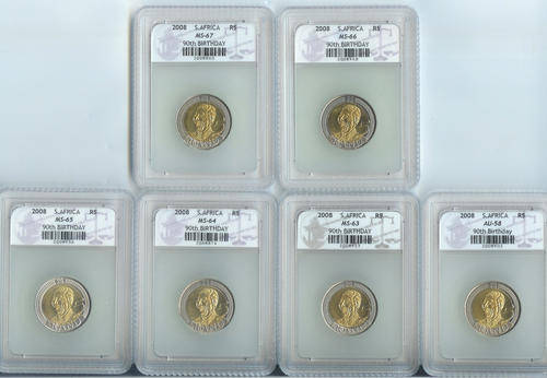 A STUNNING AND RARE 2008 MANDELA BIRTDAY SET OF 14 COINS!!!PLEASE READ.