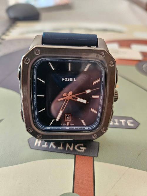 Fossil Men`s Inscription Three-Hand Date Navy Silicone Watch - FS5979