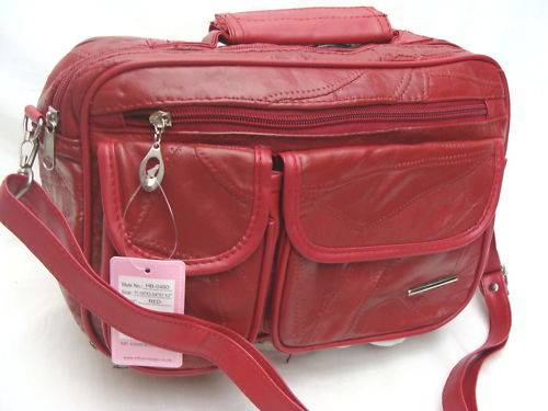 RED LEATHER SHOULDER BAG LEATHER TRAVEL BAG
