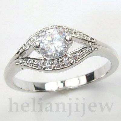 LADY'S SAPPHIRE CZ WHITE GOLD FILLED SIZE UK M.5, UK 6.5