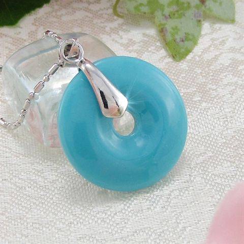 Classical 28mm Blue Chalcedony Great Round Pendant