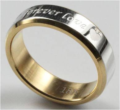 SUPERB 18K GOLD OVER STAINLESS STEEL WITH ENGRAVED "FOREVER LOVE" PERFECT FOR HIM OR HER