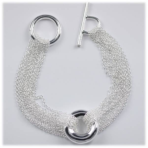 REALLY LOVELY A 925 STERLING SILVER TONED MULTI-LINE BRACELET