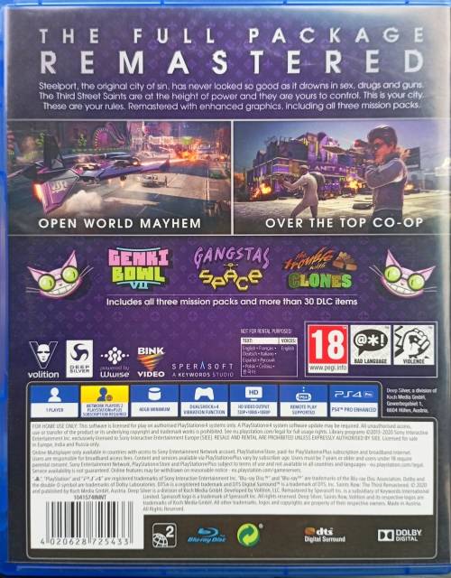 Saints Row The Third Remastered (PS4) Rare!