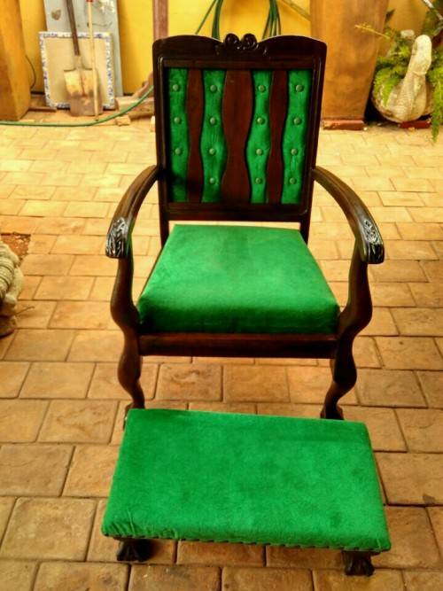 Imbuia    ball and claw chair with foot stool