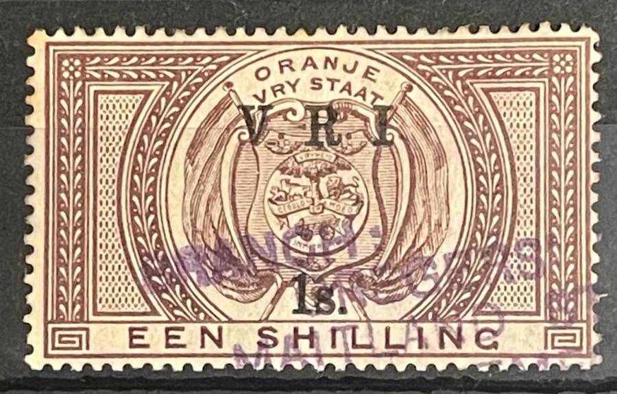 OFS - REVENUE 1900 - V.R.I. 1 SHILLING PURPLE-BROWN