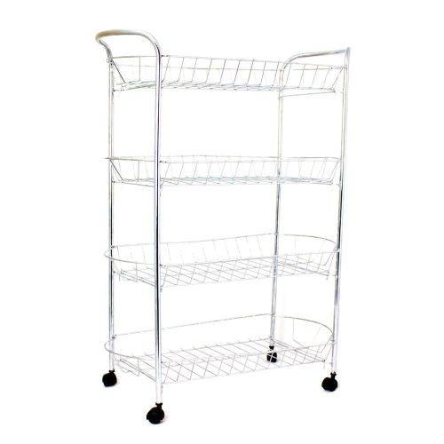 4 Tier Vegetable Fruit Storage Kitchen Trolley Rack Chrome