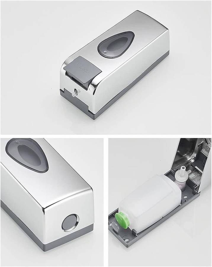 Elegant 300ml Soap Dispenser Plastic Square - Silver