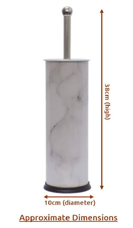 Toilet Brush Round Steel - Marble Design - White