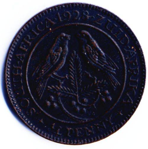 South Africa: 1928 farthing, almost uncirculated (most of original black surface colour present)