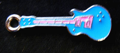 Enamel Charm Blue Guitar, 33mm x 11mm - Sold Individually