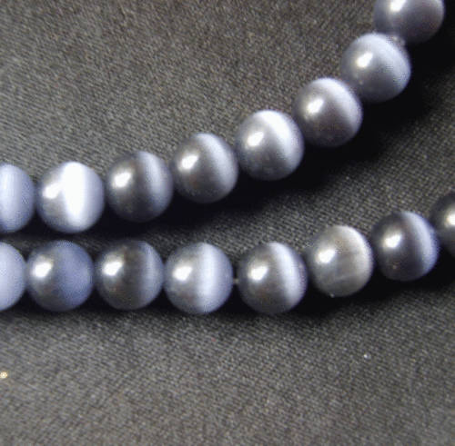 Dark Grey Cats Eye Rounds, 10mm - Per String (+/- 40 beads)