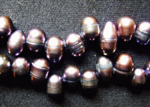 Dark Purple Freshwater Pearls, Side Drilled,+/- 6mm x 9mm - Per String ( +/- 69 Pearls)