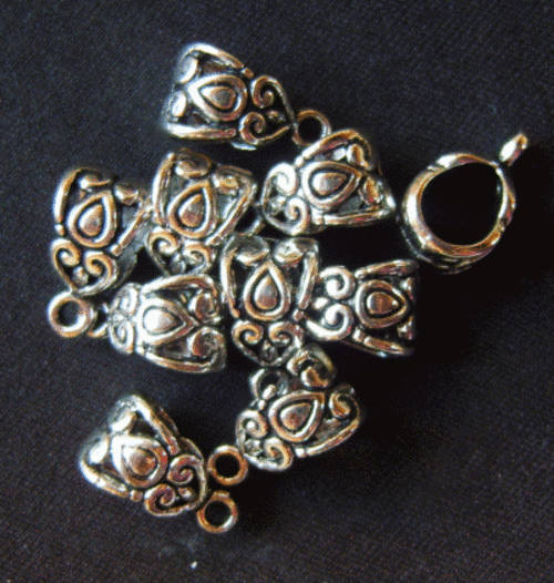 Nickle Patterned Bail, 13mm x 7mm - Pack of 5.