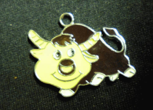 Enamel Charm Bull, 27mm x 22mm - Sold Individually