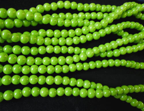 Lime Green Opaque Glass Rounds  , 10mm - Per String of +/- 80.