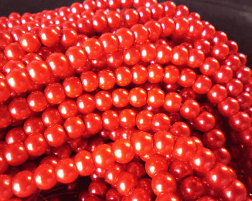 Vibrant Red Glass Pearls, 6mm - Per String (+/- 150).