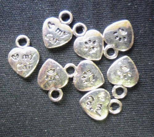 Nickle Heart Charm, 12mm x 8mm - Pack of 10.
