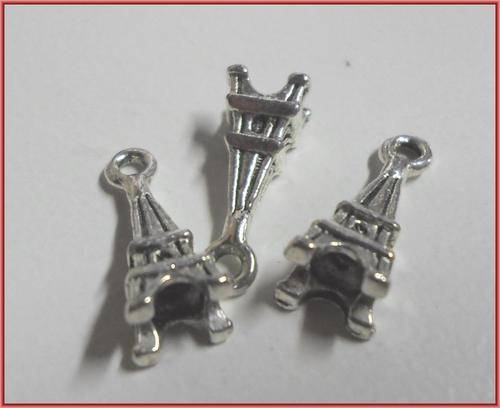 Nickle Eiffel Tower Charm, 18mm x 6mm - Per Pack of 10.