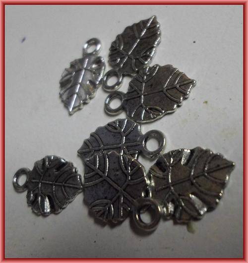 Nickle Leaf Charm, 17mm x 12mm - Pack of 10.
