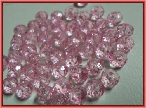 Pink Acrylic Rondelle, 6mm x 4mm - Pack of 50.