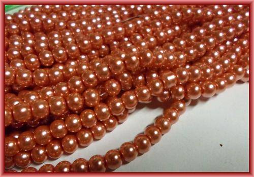 Tropical Tangerine Glass Pearls, 8mm - String of +/-100.