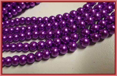 Violet Glass Pearls, 8mm - String of +/-100.