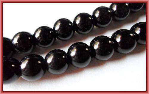 Black Glass Pearls, 12mm - String of +/-70.