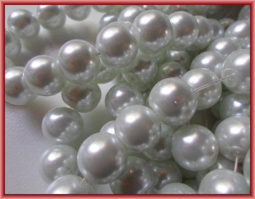 White Glass Pearls, 12mm - String of +/-70.