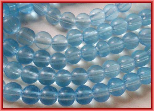 Blue Clear Glass Rounds, 8mm  - Per String (+/- 100)