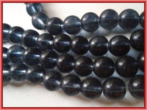 Dark Blue Clear Glass Rounds, 10mm  - Per String (+/- 85)