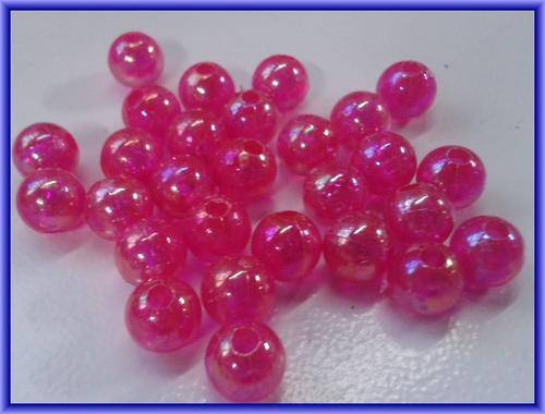 Acrylic Cherise Rounds with AB, 8mm - Per Pack of 20.