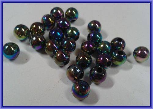 Acrylic Black Rounds with AB, 8mm - Per Pack of 20.