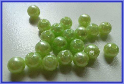 Acrylic Green Pearls, 8mm - Pack of 20.