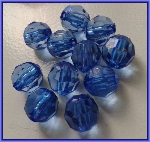 Acrylic Blue Facet Round, 8mm - Pack of 20.