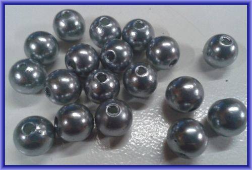 Acrylic Grey Pearls, 8mm - Pack of 20.