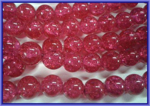 Cherise Crackle Glass Rounds, 12mm - Per String (+/- 70).