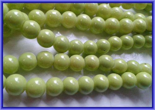 Lime Opaque Glass Rounds, 6mm - Per String(+/-150/string).