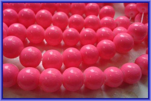 Vibrant Pink Opaque Glass Rounds, 10mm - Per String(+/- 85/string).